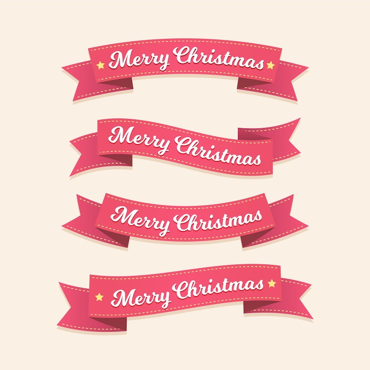 Gratis Vector platte ontwerp kerst lint collectie