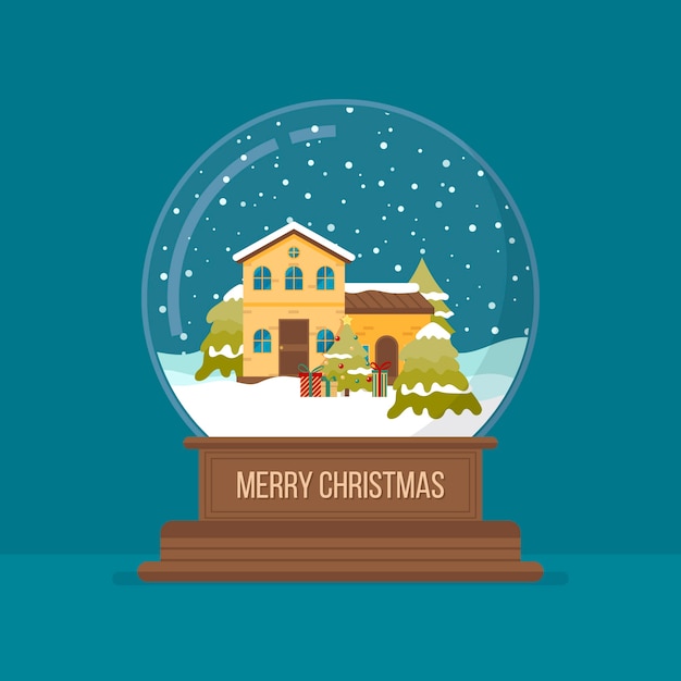 Gratis vector platte ontwerp kerst sneeuwbal globe