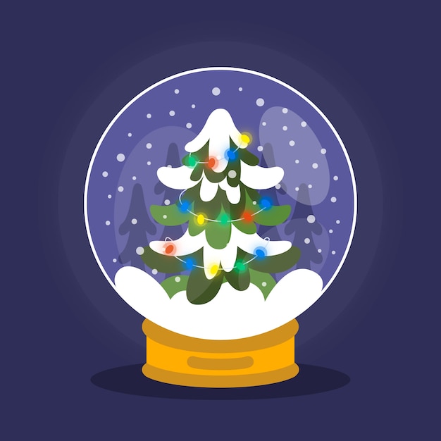 Gratis vector platte ontwerp kerst sneeuwbal globe