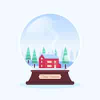 Gratis vector platte ontwerp kerst sneeuwbal globe