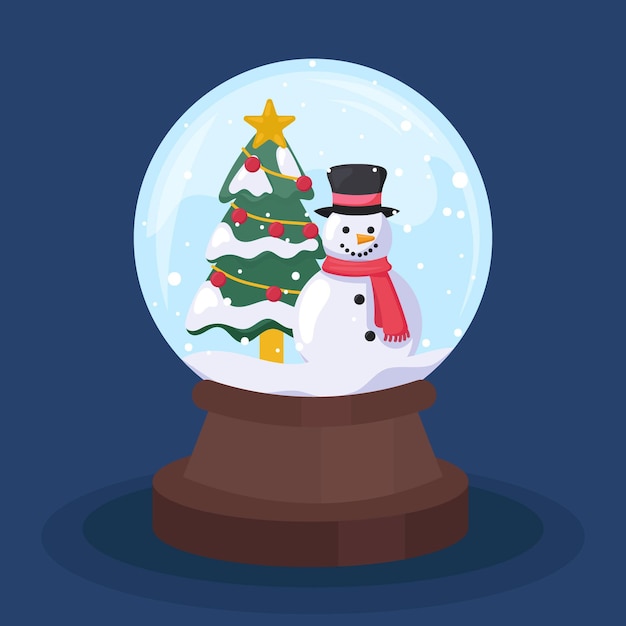 Platte ontwerp kerst sneeuwbal globe
