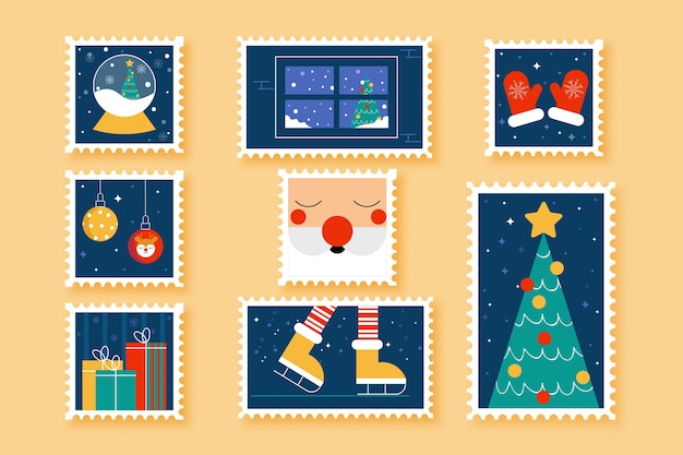 Platte ontwerp kerst stempel collectie