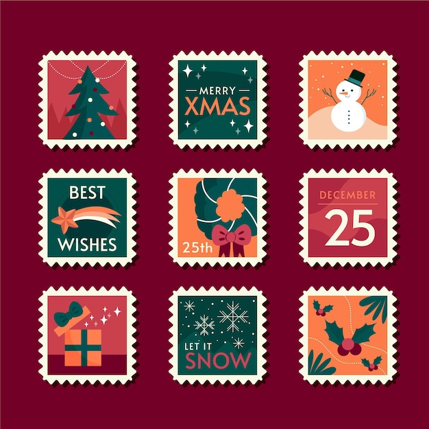 Platte ontwerp kerst stempel collectie