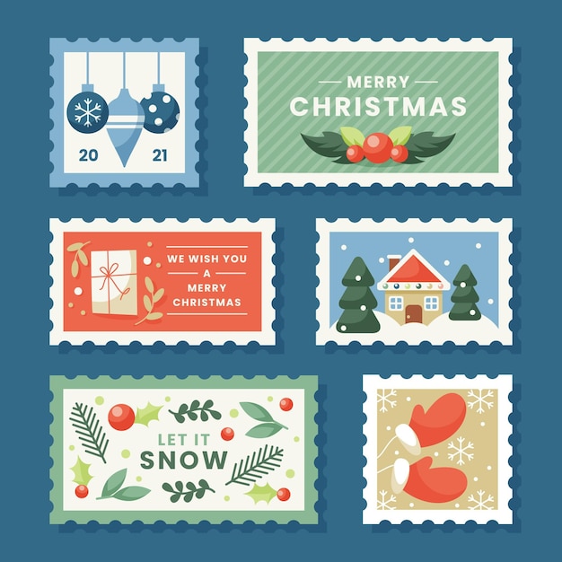 Platte ontwerp kerst stempel collectie