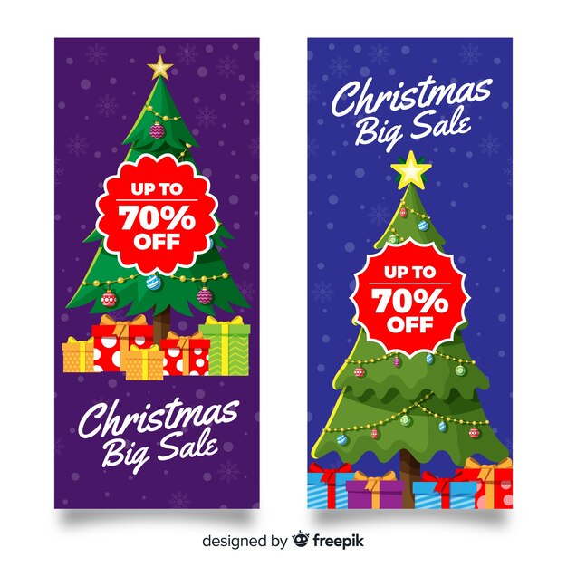 Platte ontwerp kerst verkoop banners sjabloon