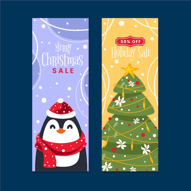 Platte ontwerp kerst verkoop banners sjabloon