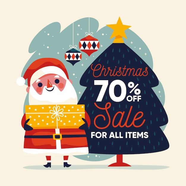 Gratis vector platte ontwerp kerst verkoop concept