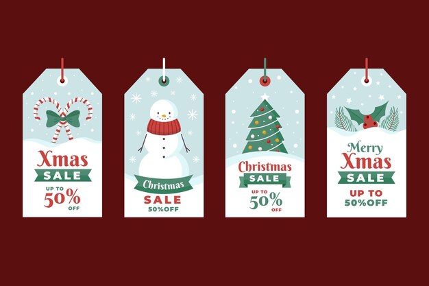 Platte ontwerp kerst verkoop tag-collectie