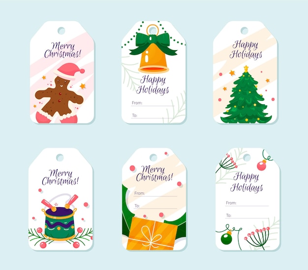 Platte ontwerp kerst verkoop tag-collectie