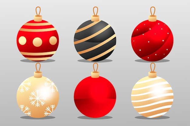 Gratis vector platte ontwerp kerstbal collectie