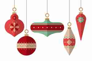 Gratis vector platte ontwerp kerstballen set