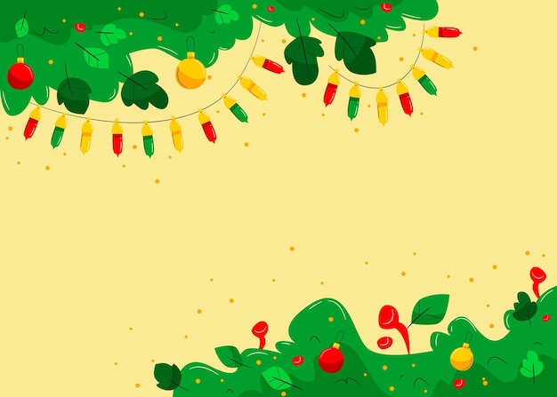 Gratis vector platte ontwerp kerstboom takken achtergrond