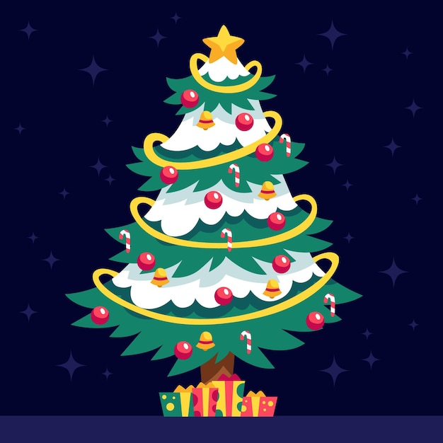 Gratis vector platte ontwerp kerstboom