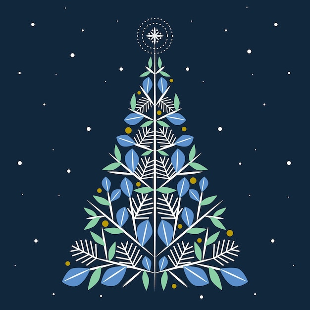 Gratis vector platte ontwerp kerstboom