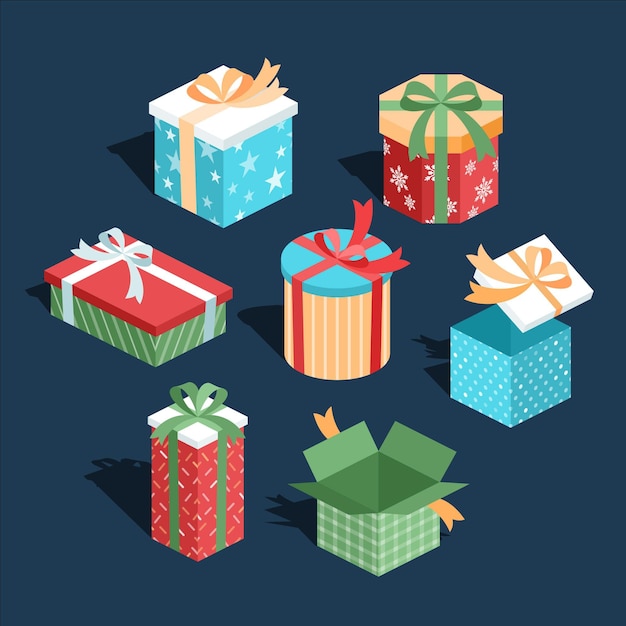 Gratis vector platte ontwerp kerstcadeau collectie