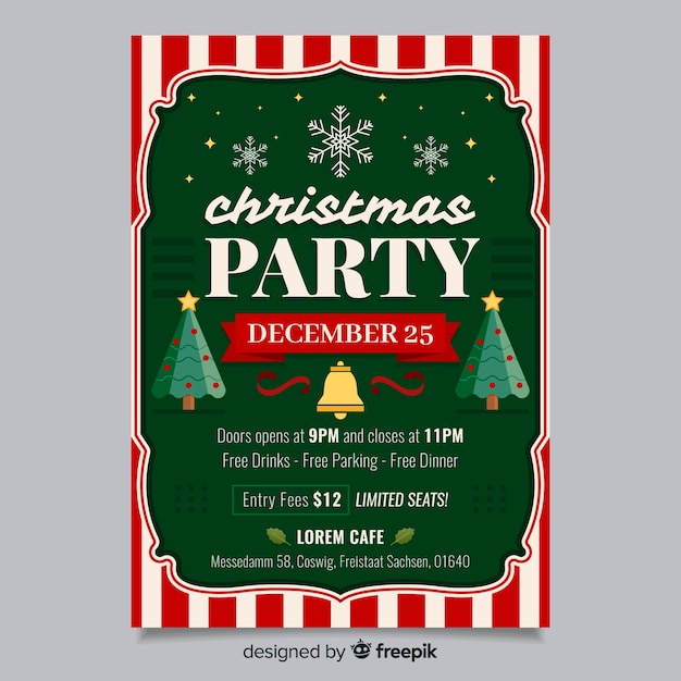 Gratis vector platte ontwerp kerstfeest poster sjabloon