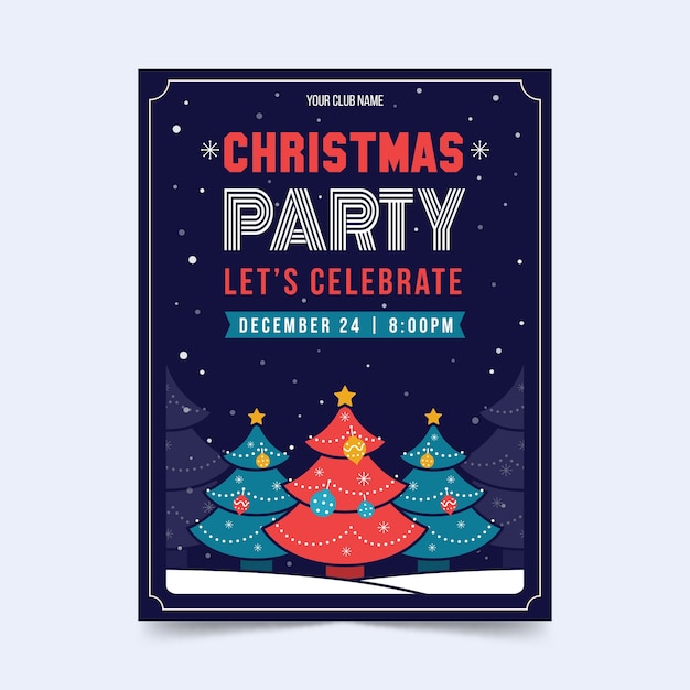 Gratis vector platte ontwerp kerstfeest poster sjabloon