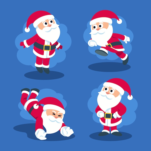 Platte ontwerp kerstman karakter pack