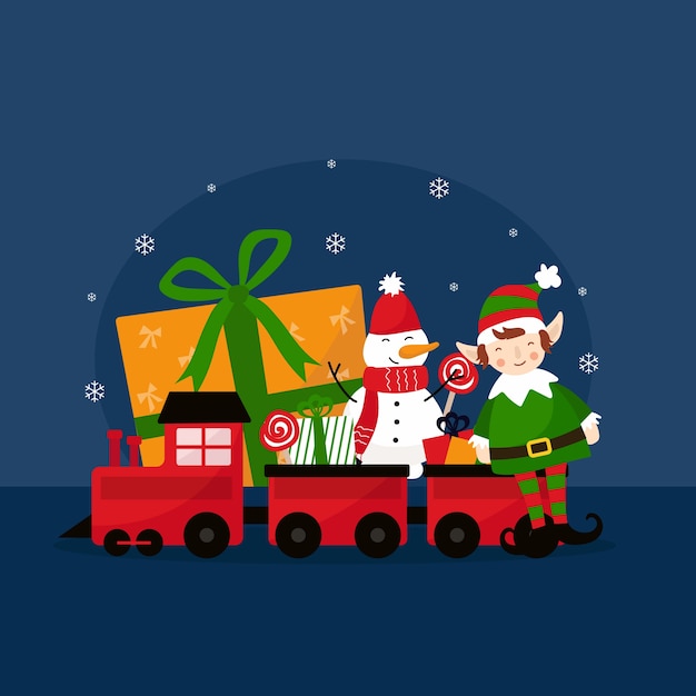 Gratis vector platte ontwerp kerstmis speelgoed illustratie