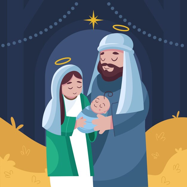 Platte ontwerp kerststal