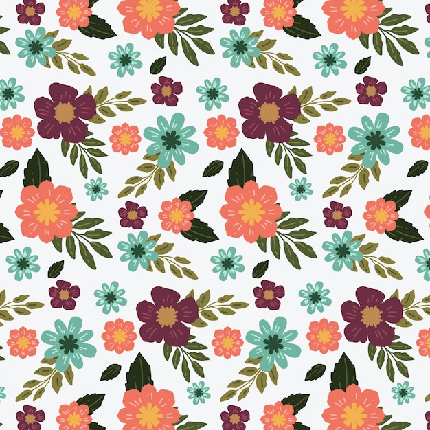 Gratis vector platte ontwerp kleine bloemen patroon ontwerp