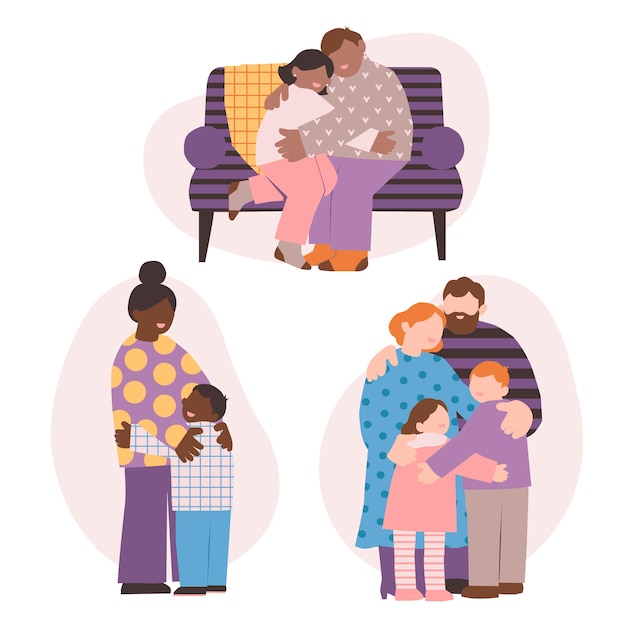 Gratis vector platte ontwerp kleurrijke familie liefde sticker