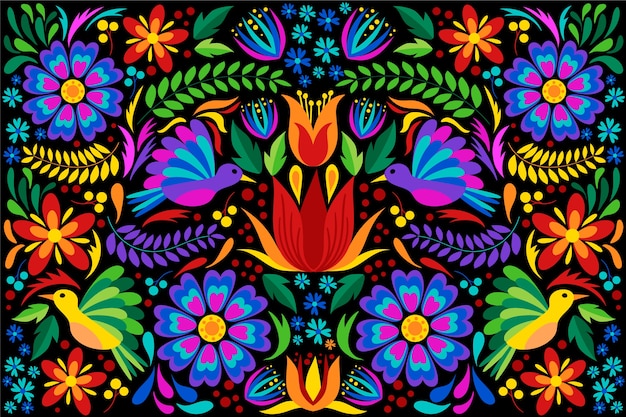 Platte ontwerp kleurrijke Mexicaanse achtergrond