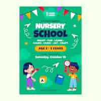 Gratis vector platte ontwerp kleuterschool poster