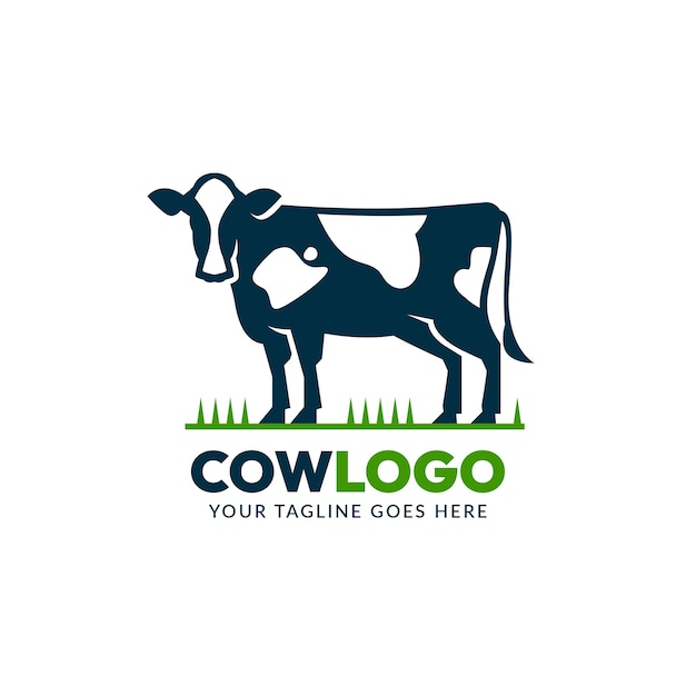 Platte ontwerp koe logo ontwerp