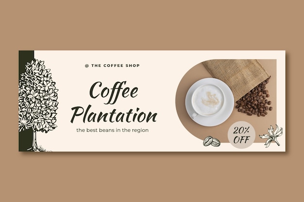 Gratis vector platte ontwerp koffieplantage facebook cover