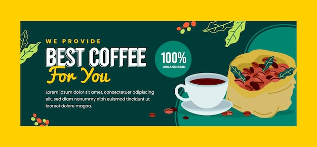 Gratis vector platte ontwerp koffieplantage facebook cover