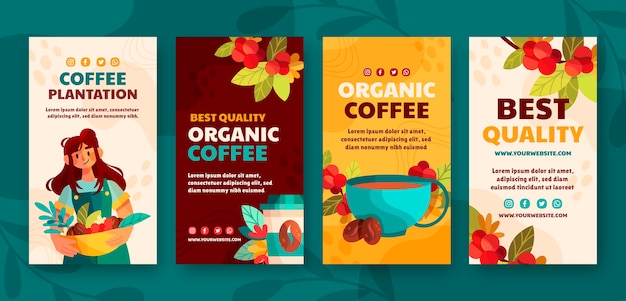 Platte ontwerp koffieplantage instagramverhalen