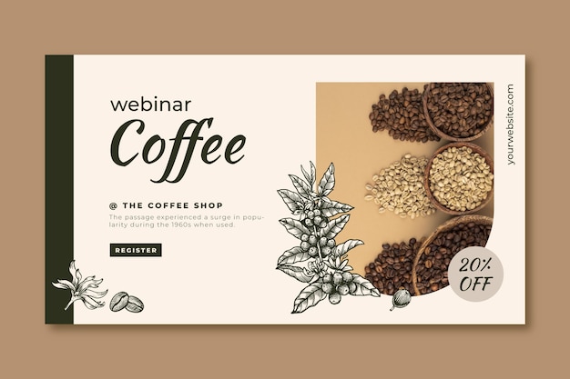 Platte ontwerp koffieplantage webinar-sjabloon