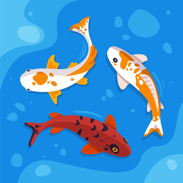 Gratis vector platte ontwerp koi vissen illustratie