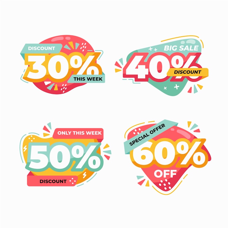 Gratis Vector platte ontwerp kortingsnummers set