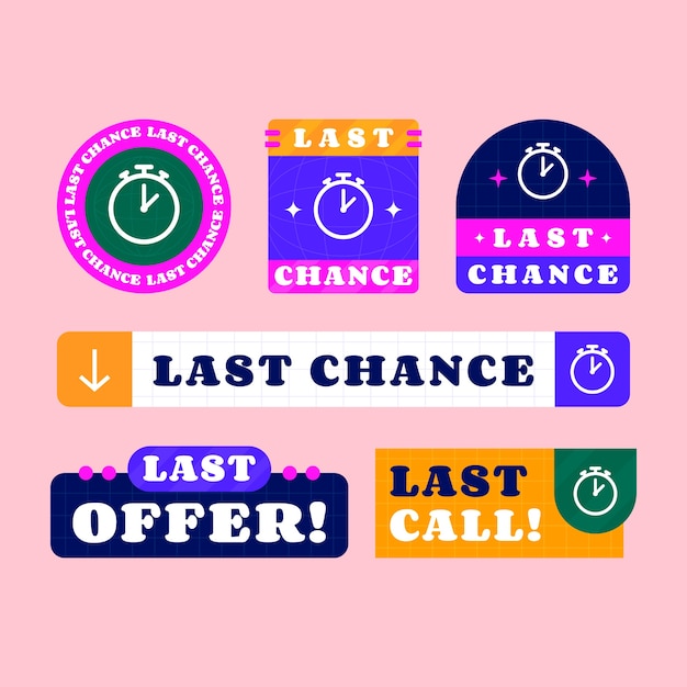 Gratis vector platte ontwerp laatste kans badges