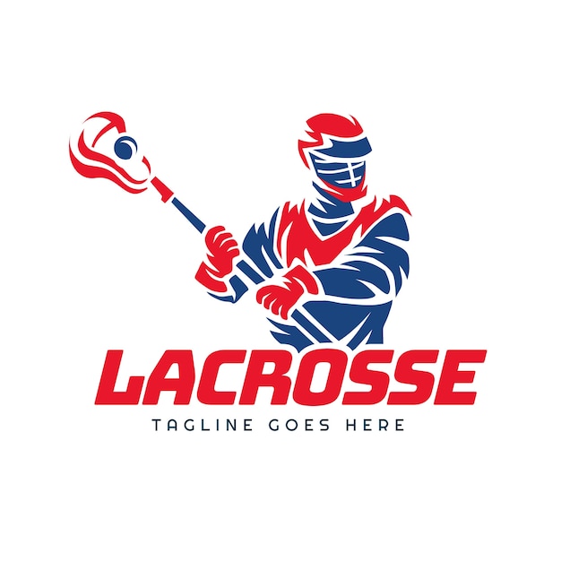 Gratis vector platte ontwerp lacrosse logo sjabloon