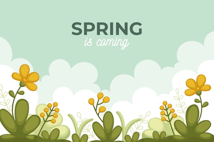 Gratis Vector platte ontwerp lente achtergrond en veld bloemen