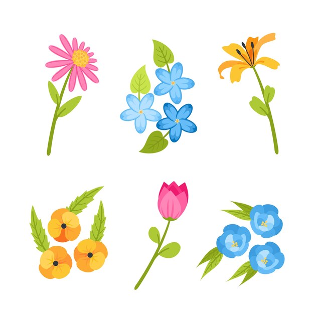 Platte ontwerp lente bloem collectie concept