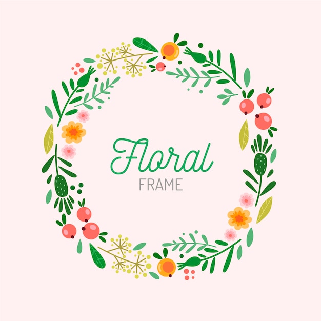 Platte ontwerp lente bloemen frame en zaden