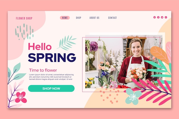 Platte ontwerp lente websjabloon