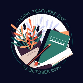 Platte ontwerp leraren dag concept