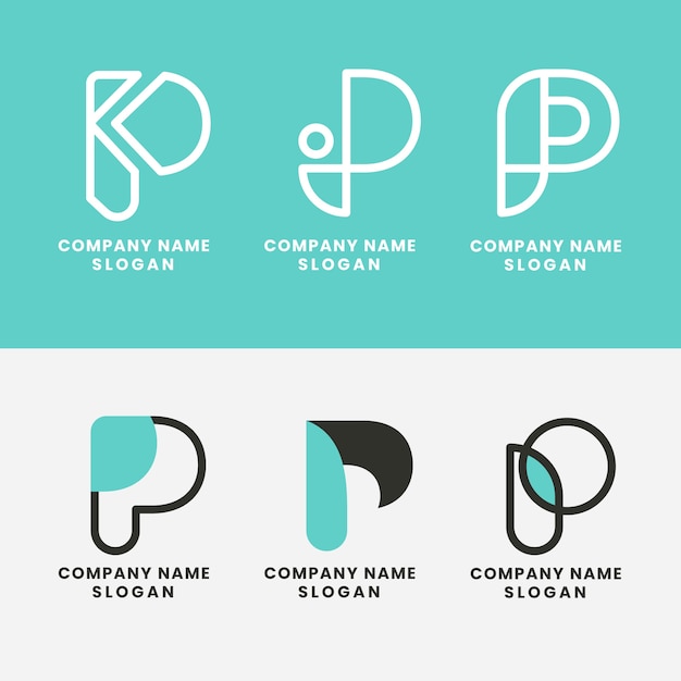 Platte ontwerp letter p logo sjabloon