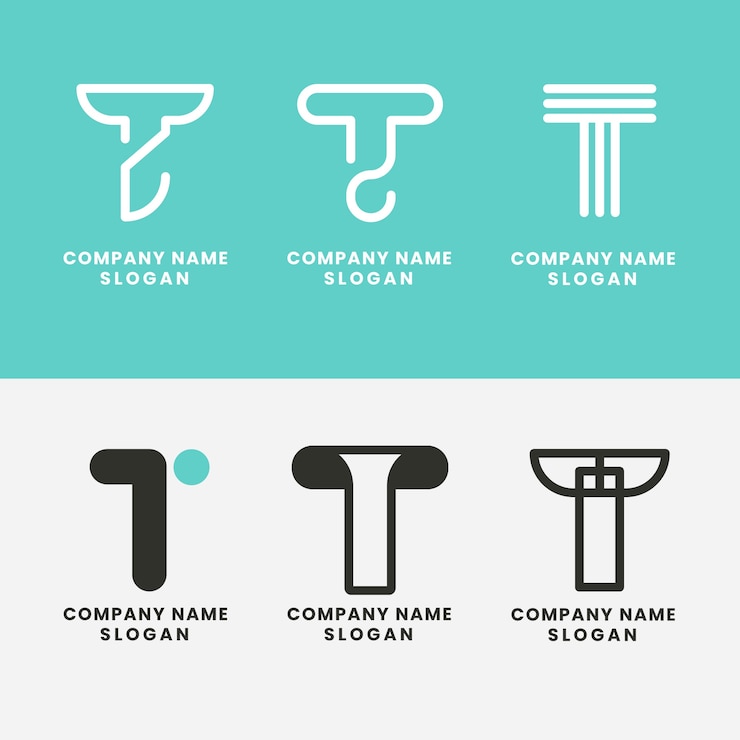 Gratis Vector platte ontwerp letter t logo sjabloon