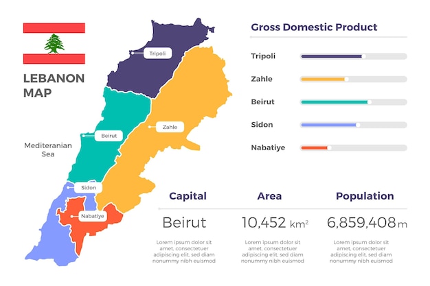 Platte ontwerp libanon kaart