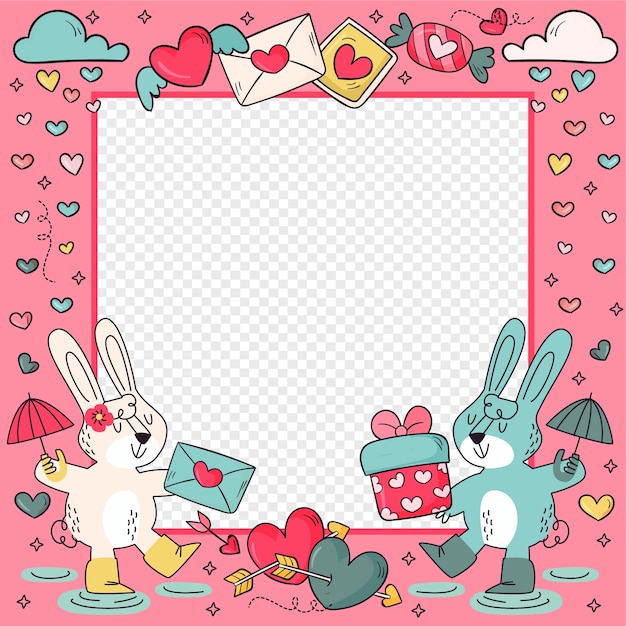 Gratis vector platte ontwerp liefde fotolijst sjabloon