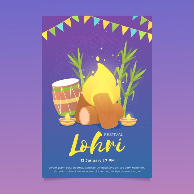 Platte ontwerp lohri poster sjabloon