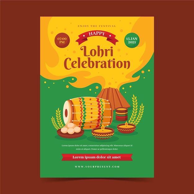 Platte ontwerp lohri poster sjabloon