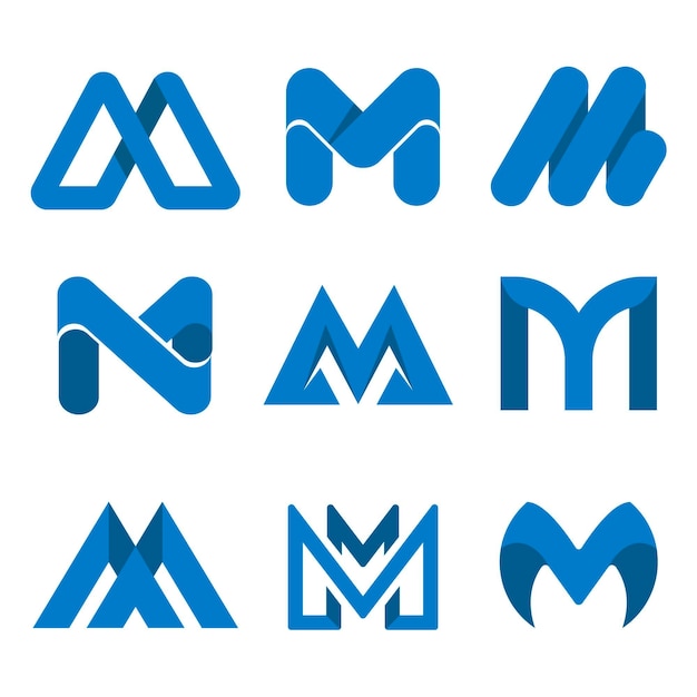 Platte ontwerp m logo collectie