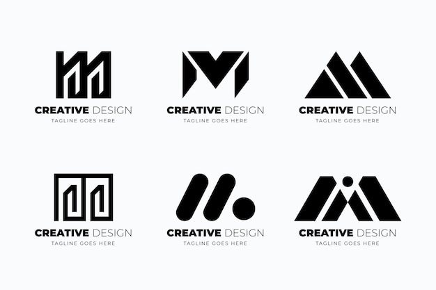 Platte ontwerp m logo template collectie
